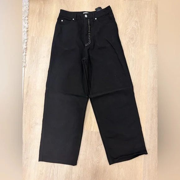 NWOT Sandro black rhinestone oversized jeans - Picture 3 of 7